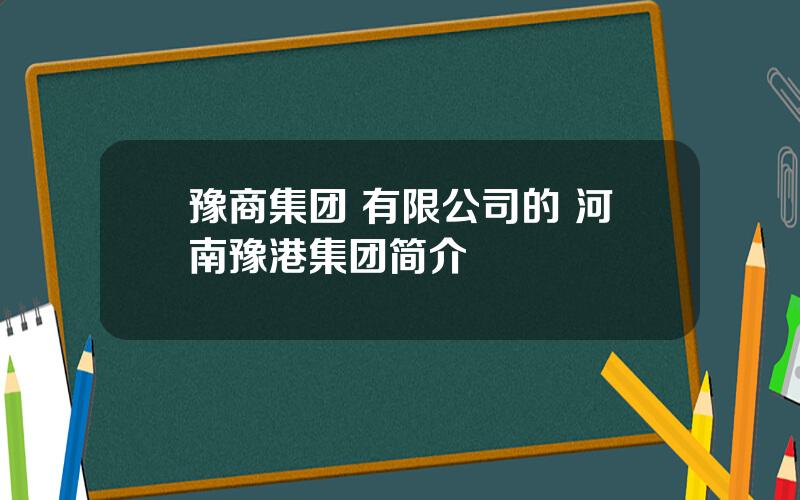 豫商集团 有限公司的 河南豫港集团简介